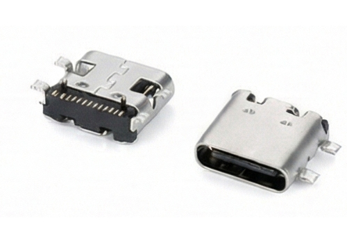 TYPE-C 16P 贴板四脚无弹有柱7.35